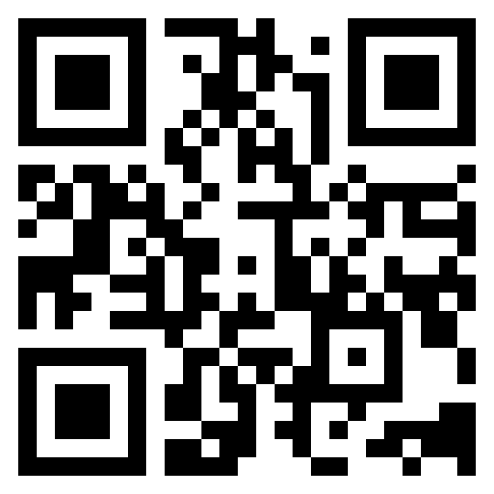 QR code with black and white squares in a grid pattern.